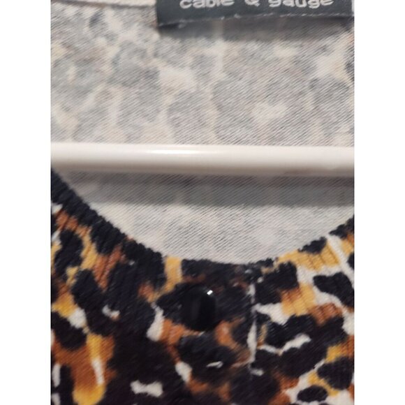 Cable And Gauge Size MediumCardigan Leopard Print Button Up Sweater animal print - Picture 4 of 13
